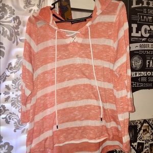 Sheer high/low peach shirt